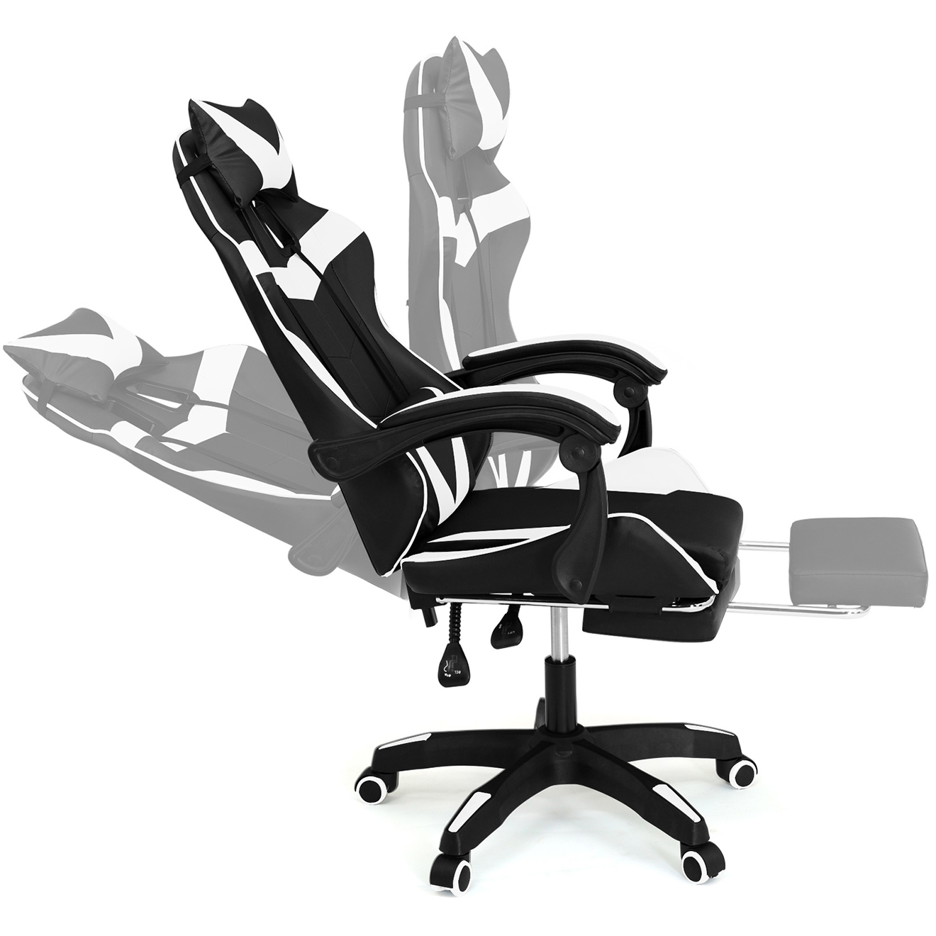 Fauteuil de bureau spécial gaming noir/blanc - 63x62x124 cm