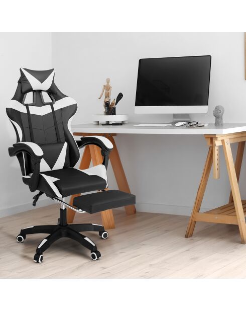 Fauteuil de bureau spécial gaming noir/blanc - 63x62x124 cm