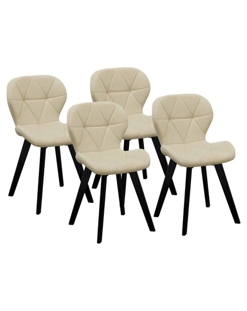 4 Chaises contemporaines Daisy assise matelassée crème - 50x48x79 cm