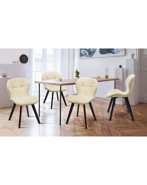 4 Chaises contemporaines Daisy assise matelassée crème - 50x48x79 cm