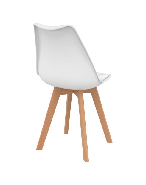 2 Chaises scandinaves Nordia avec coussin blanches - 46x51x79.5 cm