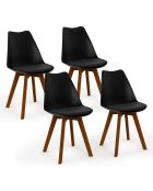 4 Chaises Brava pieds bois noires - 46x51x79.5 cm