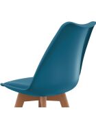 2 Chaises scandinaves Nordia avec coussin bleu canard - 46x51x79.5 cm