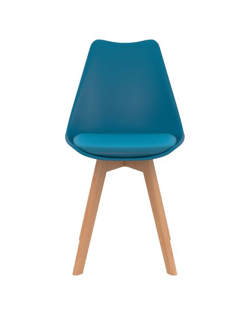 2 Chaises scandinaves Nordia avec coussin bleu canard - 46x51x79.5 cm