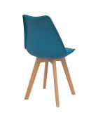 2 Chaises scandinaves Nordia avec coussin bleu canard - 46x51x79.5 cm