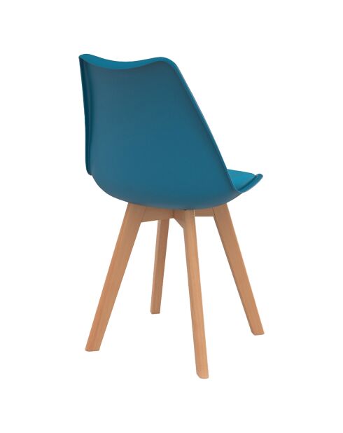 2 Chaises scandinaves Nordia avec coussin bleu canard - 46x51x79.5 cm
