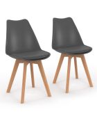 2 Chaises scandinaves Nordia avec assise matelassée gris foncé - 46x51x79.5 cm