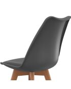 2 Chaises scandinaves Nordia avec assise matelassée gris foncé - 46x51x79.5 cm