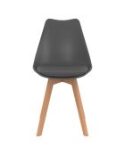 2 Chaises scandinaves Nordia avec assise matelassée gris foncé - 46x51x79.5 cm