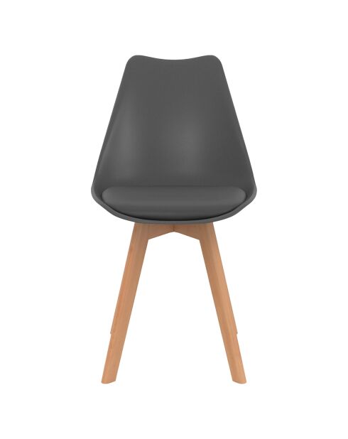 2 Chaises scandinaves Nordia avec assise matelassée gris foncé - 46x51x79.5 cm