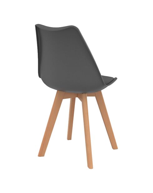 2 Chaises scandinaves Nordia avec assise matelassée gris foncé - 46x51x79.5 cm