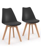 2 Chaises Nordia pieds bois noires - 46x51x79.5 cm