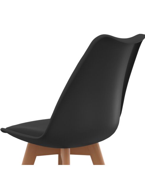 2 Chaises Nordia pieds bois noires - 46x51x79.5 cm