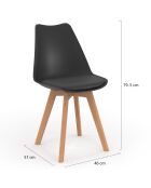 2 Chaises Nordia pieds bois noires - 46x51x79.5 cm