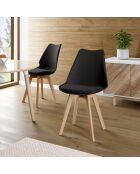 2 Chaises Nordia pieds bois noires - 46x51x79.5 cm