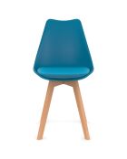 4 Chaises scandinaves Nordia avec coussin bleu canard - 46x51x79.5 cm