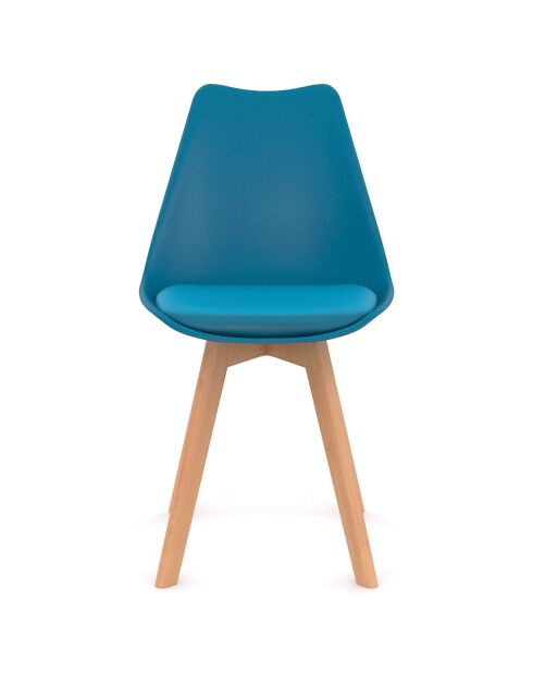 4 Chaises scandinaves Nordia avec coussin bleu canard - 46x51x79.5 cm