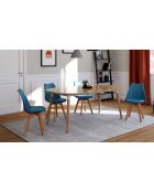 4 Chaises scandinaves Nordia avec coussin bleu canard - 46x51x79.5 cm