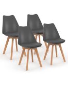 4 Chaises scandinaves Nordia avec assise matelassée gris foncé - 46x51x79.5 cm