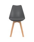 4 Chaises scandinaves Nordia avec assise matelassée gris foncé - 46x51x79.5 cm