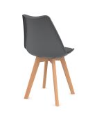 4 Chaises scandinaves Nordia avec assise matelassée gris foncé - 46x51x79.5 cm