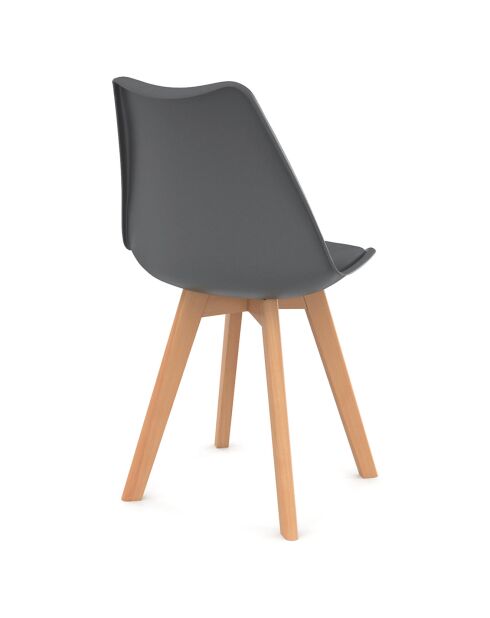 4 Chaises scandinaves Nordia avec assise matelassée gris foncé - 46x51x79.5 cm