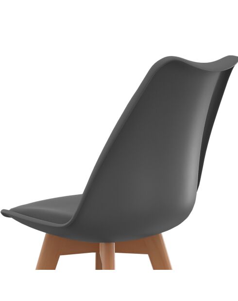 4 Chaises scandinaves Nordia avec assise matelassée gris foncé - 46x51x79.5 cm