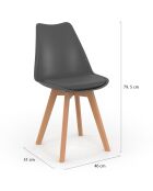 4 Chaises scandinaves Nordia avec assise matelassée gris foncé - 46x51x79.5 cm