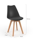 4 Chaises Nordia pieds bois noires - 46x51x79.5 cm