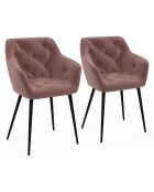 2 Fauteuils Julia en Velours pieds métal roses - 55x57x80 cm