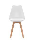 4 Chaises scandinaves Nordia avec coussin blanches - 46x51x79.5 cm