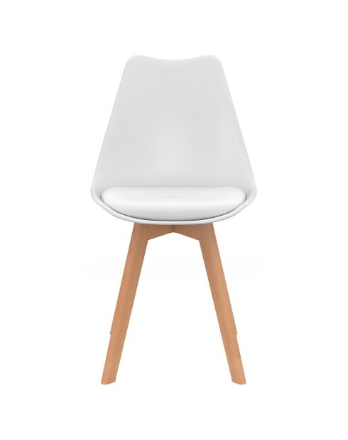 4 Chaises scandinaves Nordia avec coussin blanches - 46x51x79.5 cm