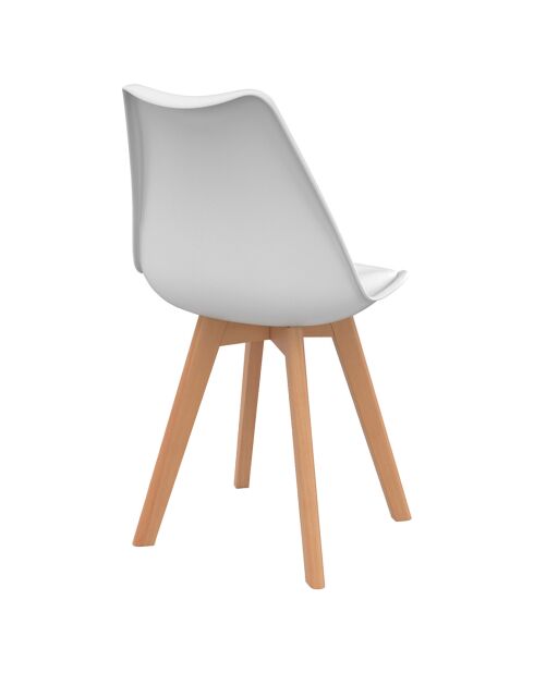 4 Chaises scandinaves Nordia avec coussin blanches - 46x51x79.5 cm