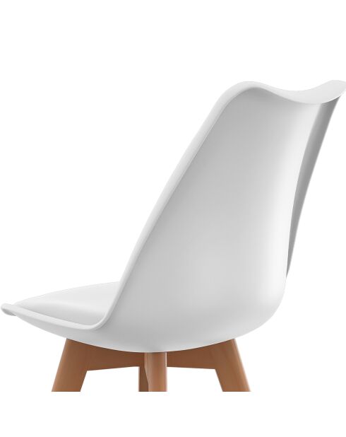 4 Chaises scandinaves Nordia avec coussin blanches - 46x51x79.5 cm