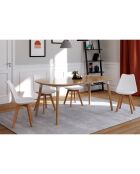 4 Chaises scandinaves Nordia avec coussin blanches - 46x51x79.5 cm