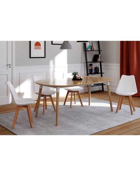 4 Chaises scandinaves Nordia avec coussin blanches - 46x51x79.5 cm