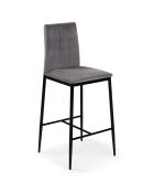 4 Tabourets de bar glam Jade en Velours gris foncé - 43x46.5x100 cm
