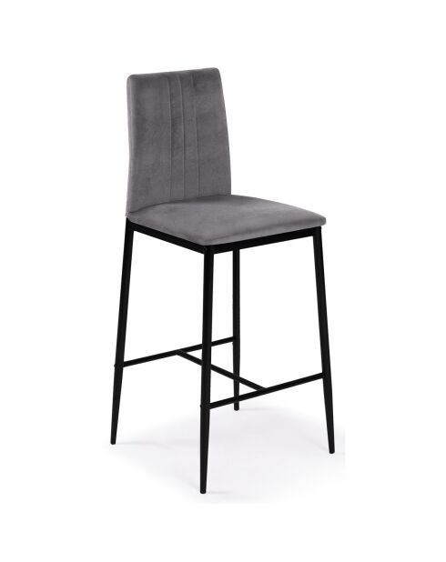 4 Tabourets de bar glam Jade en Velours gris foncé - 43x46.5x100 cm