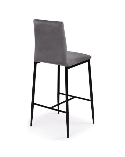 4 Tabourets de bar glam Jade en Velours gris foncé - 43x46.5x100 cm