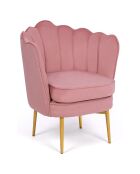 Fauteuil Arielle en Velours et pieds dorés rose - 68x59x76 cm