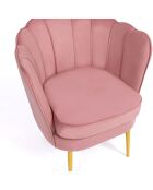 Fauteuil Arielle en Velours et pieds dorés rose - 68x59x76 cm