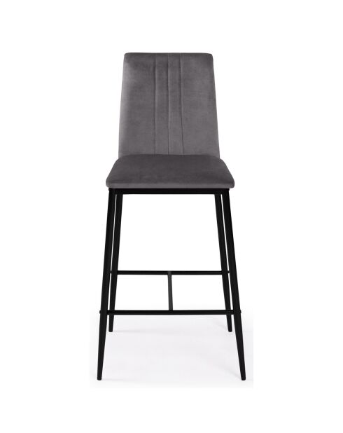 4 Tabourets de bar glam Jade en Velours gris foncé - 43x46.5x100 cm