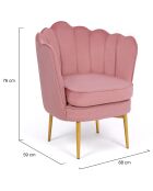 Fauteuil Arielle en Velours et pieds dorés rose - 68x59x76 cm