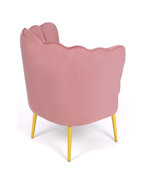 Fauteuil Arielle en Velours et pieds dorés rose - 68x59x76 cm