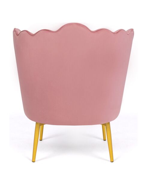 Fauteuil Arielle en Velours et pieds dorés rose - 68x59x76 cm