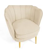 Fauteuil Arielle en Velours et pieds dorés crème - 68x59x76 cm