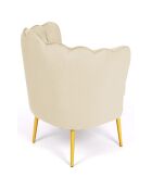 Fauteuil Arielle en Velours et pieds dorés crème - 68x59x76 cm