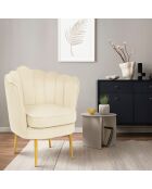 Fauteuil Arielle en Velours et pieds dorés crème - 68x59x76 cm