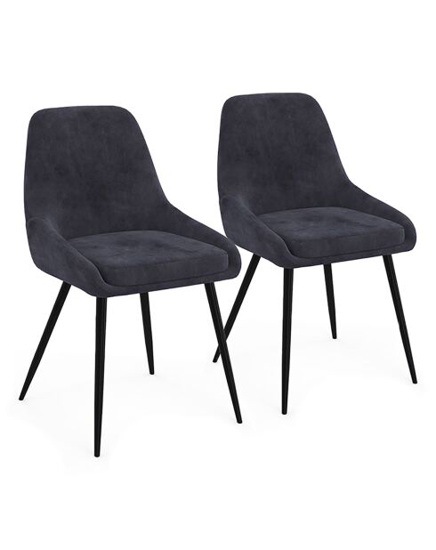 2 Chaises Olivia pieds métal gris foncé - 47.5x54x79 cm