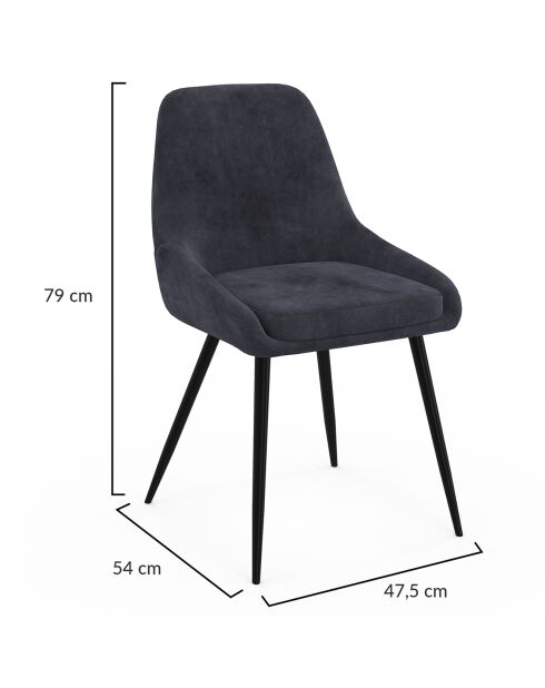 2 Chaises Olivia pieds métal gris foncé - 47.5x54x79 cm